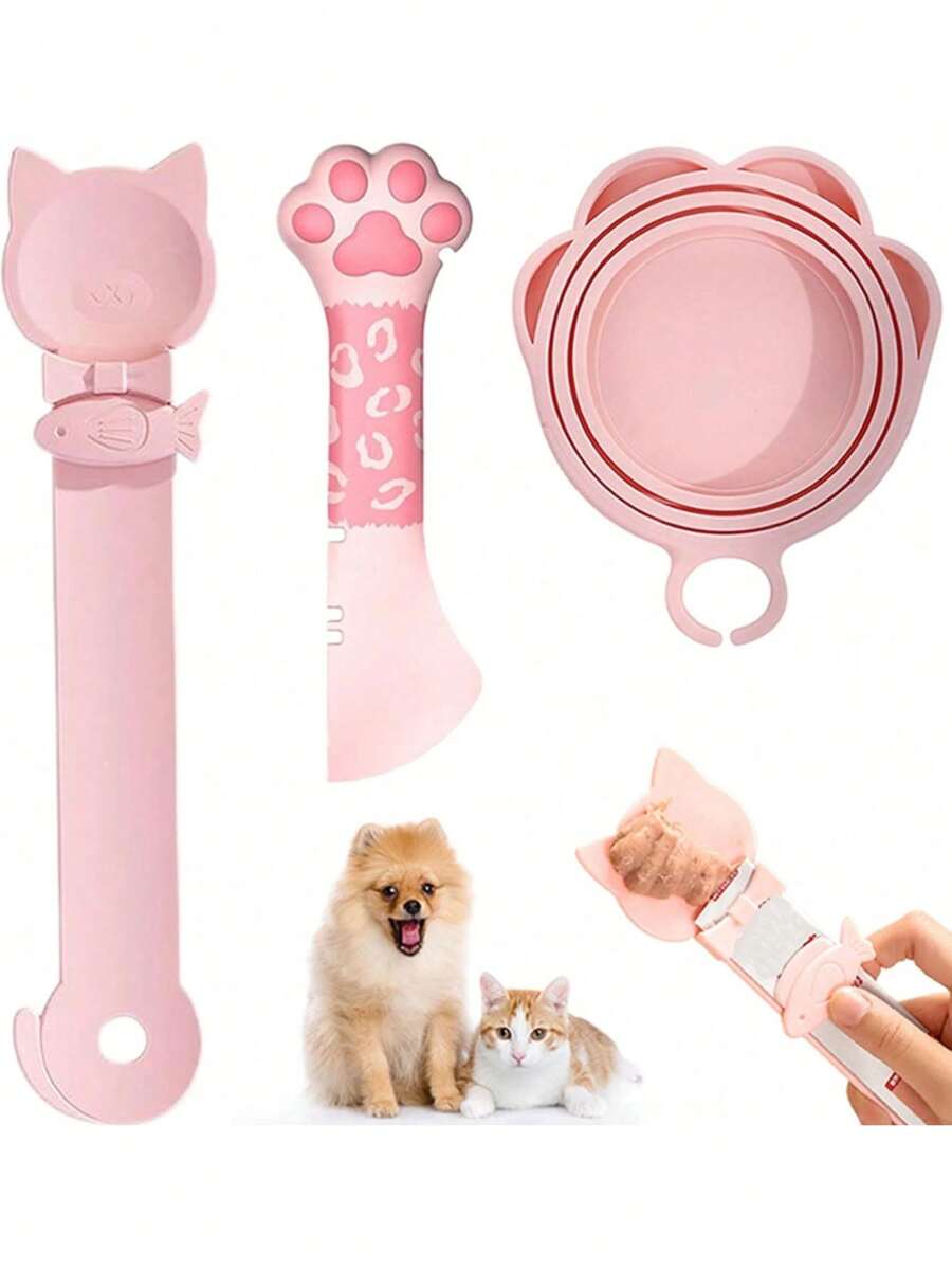 3pcs Cat Treat Squeeze Spoon, Cat Treat Feeding Spoon, Multi-Function Cat Treat Dispenser, Convenient Cat Licking Spoon, Cat Wet Food Spoon, Cat Dog Canned Food Lid, Silicone Cat Food Spoon Or Cat Canned Food Opener, Cat Treat Spoon, 1 - One Size Fits All - View 1