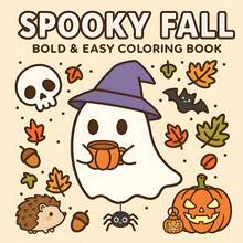 GDTME Otoño Espeluznante: Libro para Colorear para Adultos, Libro para Colorear para Niños, 24 Páginas de Garabatos de Fantasmas Lindos, Otoño/Invierno, Actividad de Colorear Padres-Hijos, Sanación, Adecuado para Niñas, Niños, Cumpleaños, Aniversario, Regalo de Vacaciones, Regreso a la Escuela, Halloween, Navidad, 7.9x7.9'', Mejorando la Creatividad, Bellamente Diseñado - Otoño terrorífico - Ver 7