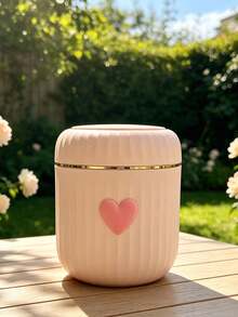 Mini Desktop/Car-Mounted Storage Bin With Lid, Heart Decoration, Plastic Rotating Top Trash Can, No Power Cylindrical Wastebasket, Suitable For Home, Office, Kitchen, Bedroom Vanity, Dining Room, Living Room Decor, Plastic - Multicolor - View 11