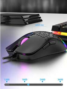 Mouse con cable RGB brillante con agujeros para juegos - Blanco - Ver 4