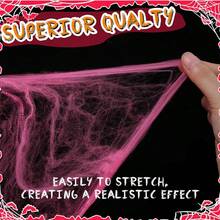 1 Set Halloween New Pink Spider Cotton Scene Decoration Spider Web Pink Spider Web Haunted House Prop Cotton - A - View 4