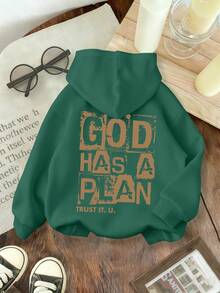 2-Piece Set Suitable For Tween BoysHooded Sweatshirt And Cargo Pants Outfit, Printed With Street Graffiti Style Text Slogan Graphic Hooded Sweatshirt And Cargo Pants Matching Set, Suitable For Autumn/Winter Daily Wear - Multicolor - View 6