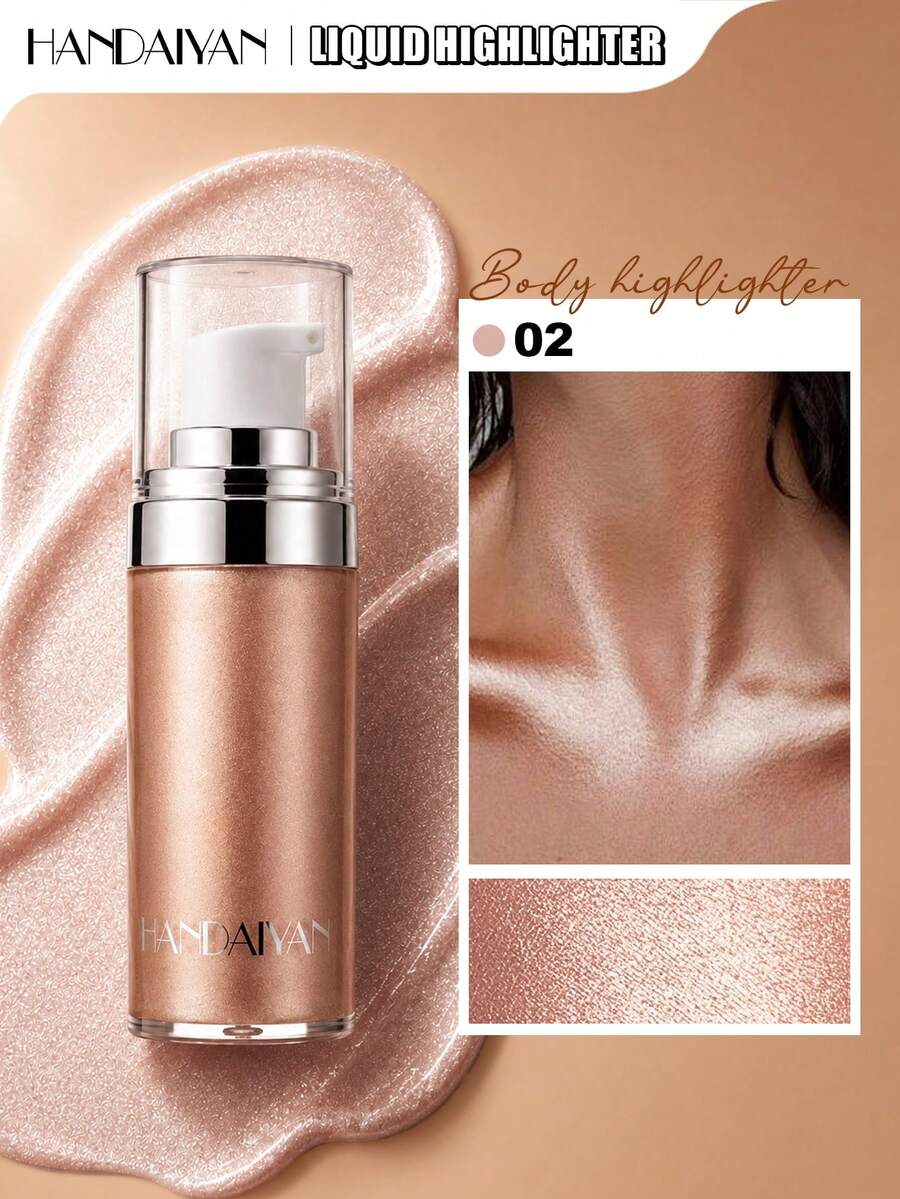 HANDAIYAN Highlighter Body Lotion: Brightening Serum For Long-Lasting, Natural-Looking Glow-Perfect For Summer Beaches, Pool Parties, Halloween, And Christmas Gifts. Ideal As A Gift For Birthdays, Valentine's Day, And Mother's Day. A Must-Have For Wild Parties - 香檳色 - 查看 1