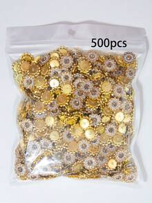 50/80/120/500pcs Rhinestone Beads, Fashion Champagne Gold Rhinestone Decor Jewelry Making Beads, Suitable For Craft Making - 14mm Champagne Gold Diamond - View 17