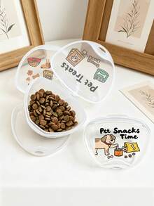Cute Pet Print Mini Pet Treat Storage Box, Mini Small Capacity Transparent Visible Storage Box, Pet Theme Print Airtight Storage Box, Dog Treat Box, Airtight Container, Suitable For Portable Storage/Outdoor Feeding/Pet Party Scenes/Dog Walking/Outing Rewards/Car Pet Meals, Pet Owner Small Gift, Pet Owner Practical Small Storage Box - Multicolor - View 5