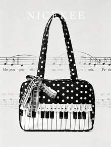 Simple Stylish Polka Dot Piano Bag, Niche Design Lace Popular Handbag, Exquisite Multifunctional Shoulder Bag, Suitable For Date Shopping Collocation - Multicolor - View 1