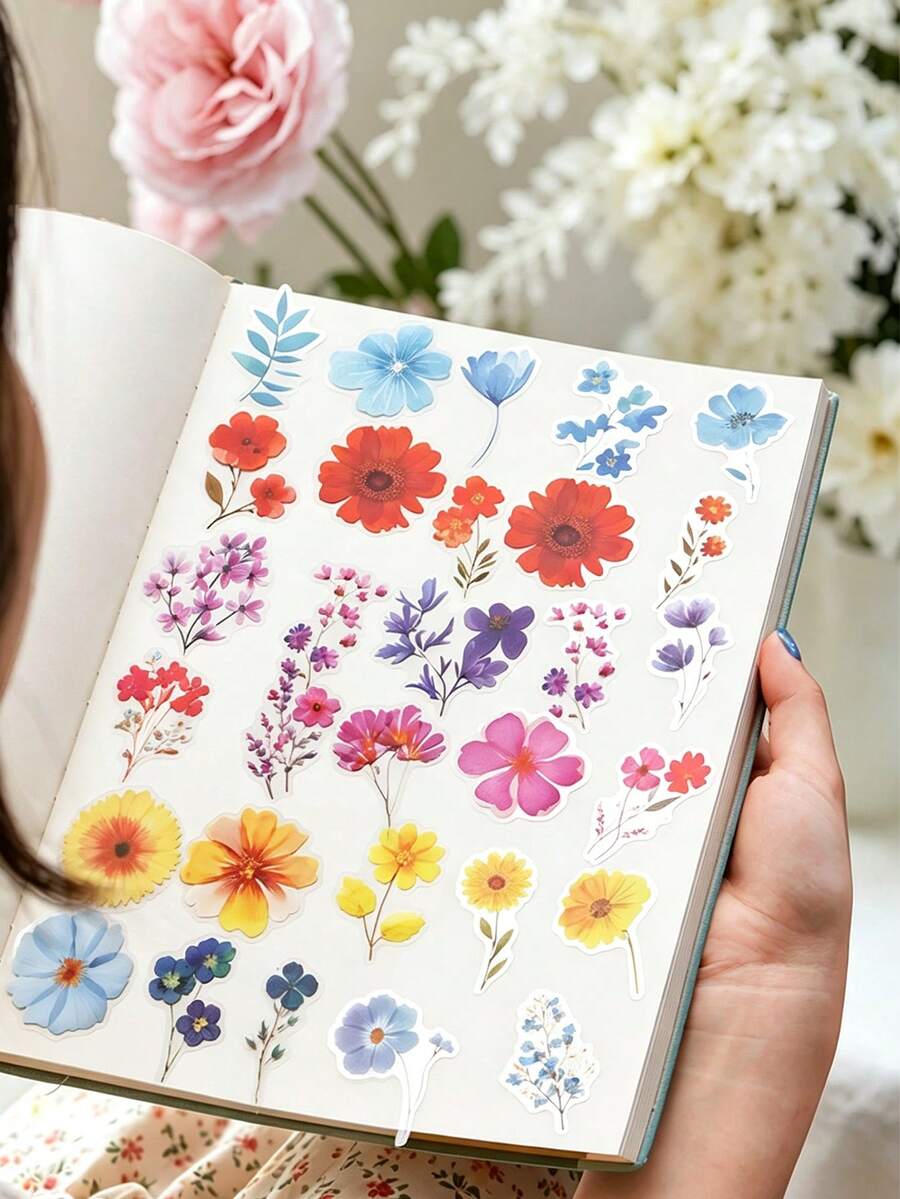 1 Set Spring Floral Series Stickers, Includes Various Floral Stickers, Suitable For DIY Notebook Creation, Floral Decoration And Decorative Stickers. Applicable Materials Include Glass, Notebooks, Etc., Used For Making Decorative Stickers - 1 Set - View 1