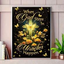 1PC DIY 5D Diamond Painting Kit Cross Pattern - Round Full Diamond Art Mosaic Craft, Home Wall Decor, Frameless - No Frame - View 2