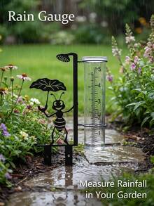 1件大容量金屬框架雨量計，精準易讀，適用於花園、庭院、露台與草坪的戶外雨量計，附大字易讀刻度 - 量雨計 - 查看 12