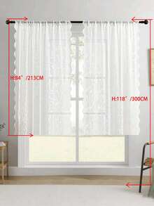 1pc/2pcs Embroidered Sheer Curtains, Floral Leaf Pattern, Rod Pocket, UV Protection, Breathable, Transparent, Polyester, Rod Pocket, No Lining, For Living Room, Bedroom, Dining Room - White - View 51