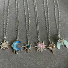 Y2K Cool Silver Star Moon Double Star Necklace Angel Friendship Pendant Long Chain Best Gift For Men And Women - Multicolor - View 1