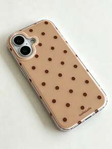 時尚手機殼，極簡可愛設計，黑白波點圖案，適用於 iPhone 11 至 17 系列，包含 Pro Max 版本 - 棕色 - 查看 2