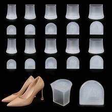 2 Pairs Invisible Matte Translucent Heel Protectors, Square Toe Stiletto High Heel Shoe Silencers, Anti-Scratch Wear-Resistant Heel Covers - Clear - View 4