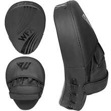 Boxing Pads For Training - Curved Mitts For MMA, Kickboxing, Karate, Sparring And Martial Arts - Matte Black Leather Muay Thai Punching Pads - Black - View 3