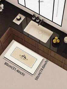 1pc Beige Framed Deer Diatomaceous Earth Kitchen Mat, Water-Absorbent Wear-Resistant 3-Layer Structure, 3.5mm Trimmable, Suitable For Kitchen, Bathroom, Entryway, Laundry Room, Minimalist Soft Decor Anti-Slip Carpet - View 17
