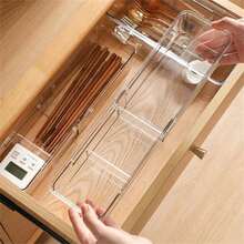 Set Organizer Laci, Baki Organizer Laci Transparan yang Dapat Diperluas, Kotak Organizer Laci untuk Kamar Tidur, Kamar Mandi, Dapur, Kantor - Clear - View 1