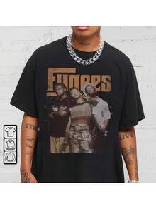 2026 Nueva Camiseta Retro Holgada de Verano, Talla Grande, Estilo Hip-Hop de los 90s, Estampado Retro - Camiseta Negra Casual Urbana para Hombre, Manga Corta, Cuello Redondo, Lavable a Máqui - Negro - Ver 7