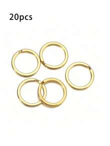 10/20/30/50/100pcs Polished Silver Stainless Steel Round Hole Flat Key Rings Keychains Rhodium Plated Round Split Key Rings DIY Wholesale Christmas - Gold - View 11