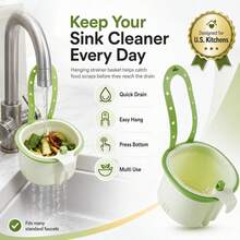 Hanging Sink Drain Basket,2026 New Cactus Kitchen Sink Strainer Basket,Self-Cleaning Faucet Hanging Filter Basket, Multifunctional Kitchen Sink Strainer Press Automatic Dumping Basket - Brown - View 6