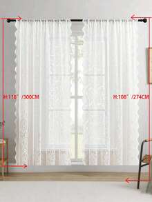 1pc/2pcs Embroidered Sheer Curtains, Floral Leaf Pattern, Rod Pocket, UV Protection, Breathable, Transparent, Polyester, Rod Pocket, No Lining, For Living Room, Bedroom, Dining Room - White - View 49