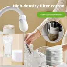 50pcs Faucet Filter Cotton, High Density Filtration. Blocks Rust, Sediment And Impurities, 3 Seconds Installation, Replace Every 3-5 Days. Suitable For Various Faucets. Essential For Home/Rental/Dorm/Commercial Spaces - Filter Cotton - View 2