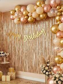 Gold Sequin Curtains, Party Backdrop Decorations, Birthday Decorations, Wedding Party Backdrops, Metallic Foil Fringe Sequin Curtains, Festival Party Supplies, Baby Gender Reveal Party Decorations, Bridal Party Decorations, Party Favors - Multiple Styles - View 2