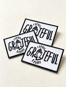 1pc Praying Hands Grateful Iron On Embroidered Patch - Multicolor - View 8