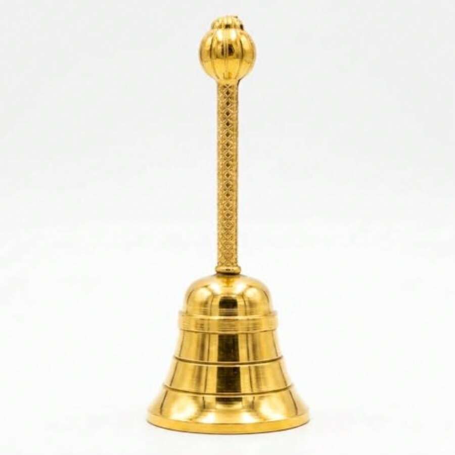 Vintage Brass Hand Bell Loud Call Bell For Bedside, Dinner, Wedding, Christmas Holiday Party - As Pic - View 1