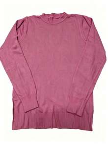 Steve Store Women's Fashion Modal Blouse Round Neck Long Sleeve Imported Winter Blouse With Elastic Autumn And Winter Fashion - rosa bebe - 查看 2
