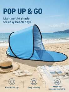 1-Second Quick Setup Beach Sun Shelter Tent, Beach Sun Shelter Tent, Camping Tent, Polyester Material, Suitable For Beach Travel, Camping, Picnic, Outdoor Leisure, Portable UV Protection Sun Shelter Tent, Suitable For Beach Vacation, Fishing, Hiking - Multiple Styles - View 4
