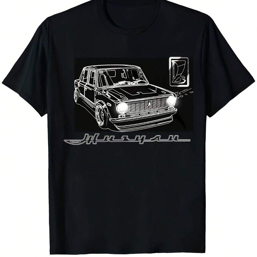 Men'S Vintage Lada Vaz Zhiguli Muscle Car T-Shirt 100% Soft Short Sleeve Tee Retro Auto Casual Fit Men's T-Shirts For Summer - Shape - View 1