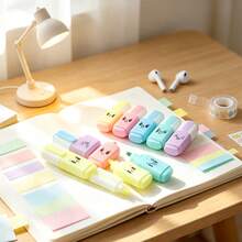 18pcs/6pcs Cute Expression Fluorescent Markers, Multicolor Highlighters For Office And Study - Sets - View 2