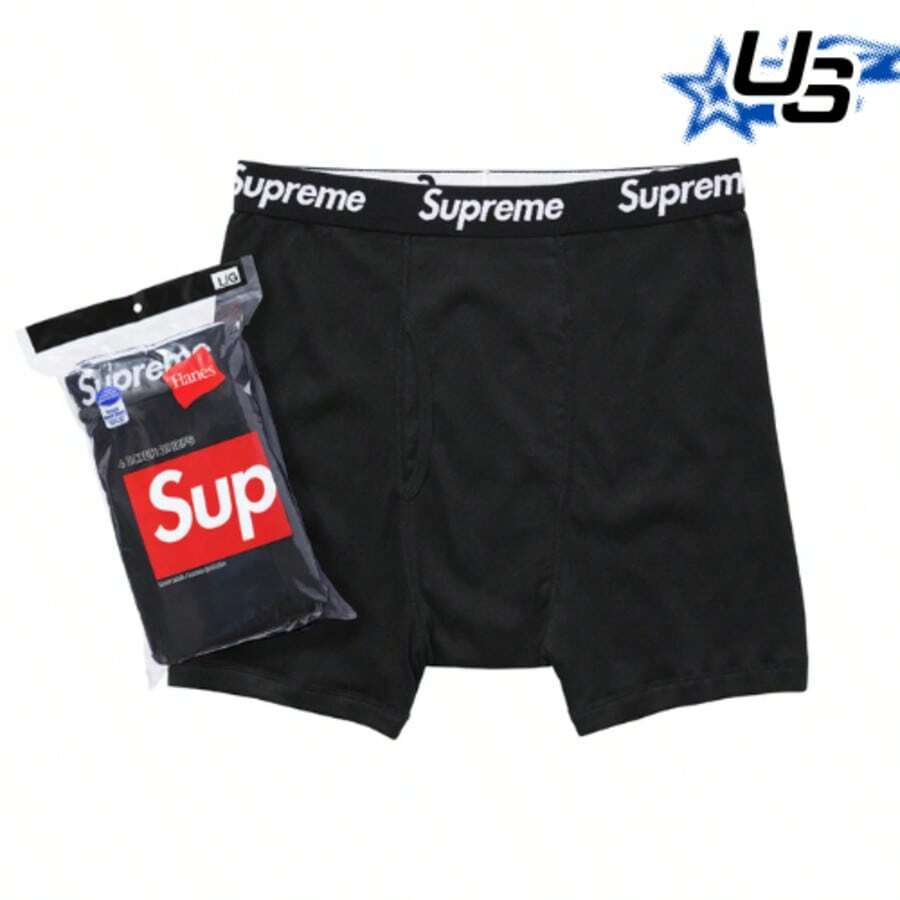Supreme Hanes Boxer Briefs (4 Pack) Black - Black - View 1