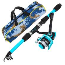 Lightweight Telescopic Spinning Fishing Rod Combo With Pre-Installed Fishing Line, Spinning Reel, Portable Storage Bag, Compact Outdoor Fishing Set For Lakes, Rivers And Shore Fishing - Blue - View 2