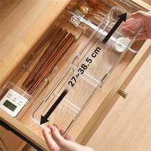 Set Organizer Laci, Baki Organizer Laci Transparan yang Dapat Diperluas, Kotak Organizer Laci untuk Kamar Tidur, Kamar Mandi, Dapur, Kantor - Clear - View 2
