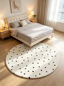 1pc Classic Black And White Polka Dot Pattern Decorative Rug, Suitable For Party Decor, Enhances Home Style, Essential Decoration To Add Holiday Charm, Applicable For Bedroom, Living Room, Dining Room, Bathroom And Entryway, Plush Rug, Thickened Rug, Thick Rug, Furry Rug, Autumn/Winter Rug, Thickened Rug, Living Room Rug, Rug, Living Room Area Rug, Area Small Rug, Mat, Home Decor - Multicolor - View 3