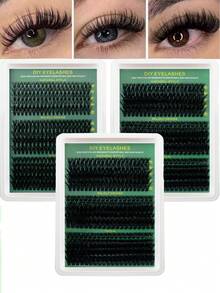 XSJ 270/290/300 Stück 10-16mm D Curl einlagige Cluster Kunstwimpern, 30D-100D gemischte dicke Wimpernverlängerungen, geeignet für Anfänger, tägliches, Feiertags- und Party-Make-up - D - Übersicht 10