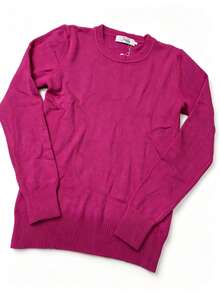 Steve Store Women's Fashion Modal Blouse Round Neck Long Sleeve Imported Winter Blouse With Elastic Autumn And Winter Fashion - cor pink - 查看 1