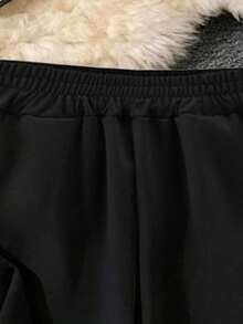 Teen GirlSimple Letter & Bow Print Hoodie + Pants 2-Piece Set, Autumn/Winter Outfit. Suitable For Teen GirlDaily, School, Back To School Wear. - Black - View 6