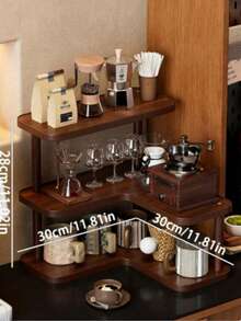 Three-Tier Wooden Shelving Unit, Desktop Cosmetics Organizer, Beauty And Skincare Product Display Rack, Multifunctional Spice Rack And Countertop Organizer, Suitable For Bedrooms, Bathrooms, And Home Organization, Freestanding Shelving Unit - Multicolor - View 5