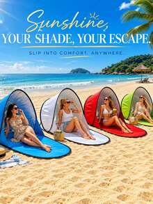1-Second Quick Setup Beach Sun Shelter Tent, Beach Sun Shelter Tent, Camping Tent, Polyester Material, Suitable For Beach Travel, Camping, Picnic, Outdoor Leisure, Portable UV Protection Sun Shelter Tent, Suitable For Beach Vacation, Fishing, Hiking - Multiple Styles - View 2