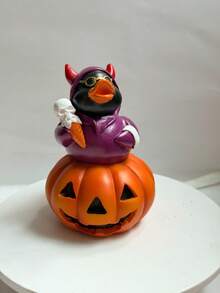 1 pieza Figura de calabaza con calavera aterradora, decoración de terror realista naranja, estatua de escritorio de Halloween, decoración interior de chimenea de otoño, regalo de graduación, centro de mesa para fiesta de Halloween, acento popular de habitación gótica oscura - Multicolor - Ver 9