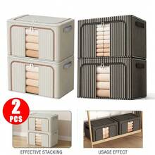 2Pcs 100L Folding Storage Box For Clothes Wardrobe Organizer Tidy Heavy Duty - View 1