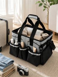 1pc Large Capacity Outdoor Storage Bag (Gray, White), Camping Storage Bag, Cleaning Tool Storage Bag, Storage Bag With Detachable Adjustable Shoulder Strap, Multi-Functional Storage Bag, Crossbody Portable Cleaning Tool Waist Bag, Outdoor Tool Bag, Outdoor Storage Bag, Multi-Functional Storage Bag, Indoor Storage Bag - Multicolor - View 4