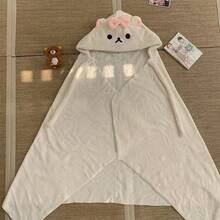 Rilakkuma Relaxed Bear Cartoon Hooded Cloak Pajamas, Thick Warm Winter Robe, Slouchy Nap Blanket - View 13