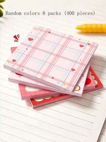 400/200/50pcs Pink Apple Series Sticky Notes, Tearable Non-Adhesive Memo Paper, Cute Girly Memo Notepad, Simple Grid Line Inner Page Square Sticky Notes, Suitable For Student Classroom Notes, Planner Decoration, Office Memo, Study Tracking, Daily Messages, School Supplies, Back To School, Soft And Fluffy, Office Desk Accessories, School, School Essential Supplies - one-size - View 9