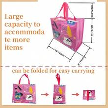6 Pack Reusable Grocery Bags Foldable Large Reusable Shopping Bags, Supermarket, Picnic, Beach Home Storage - Pink Black - View 5