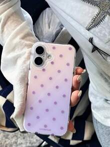 時尚手機殼，極簡可愛設計，黑白波點圖案，適用於 iPhone 11 至 17 系列，包含 Pro Max 版本 - 粉紅紫漸變 - 查看 2