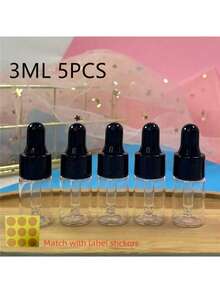 1件/5件 玻璃滴管瓶 2ml 3ml 5ml 10ml 15ml 20ml，適用於香水、精油填充，精確容量控制，便攜方便，噴霧瓶，迷你香水，旅行瓶 - 黑色 - 查看 14