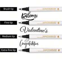 4pcs Calligraphy Brush Pens, 4 Sizes, Suitable For Calligraphy, Painting, Signing, Journaling Beginner Set, With Fade-Resistant Black Ink 0.6mm/0.7mm/0.8mm/1mm - Beautiful Pen - View 2